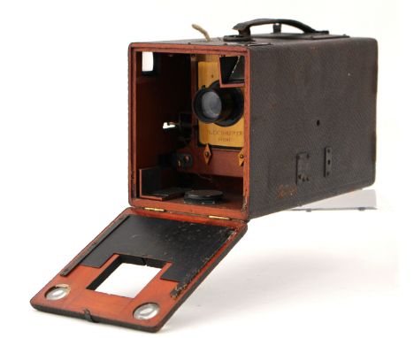 Ilex Shutter: A Houghtons Ilex Falling Plate Camera, quarter plate leather covered falling plate box camera with polished mah