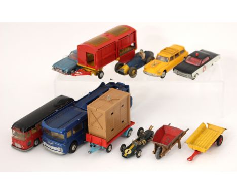 Diecast: One box of assorted unboxed, playworn diecast vehicles to comprise: Corgi Ecurie Ecosse Racing Car Transporter, Chip