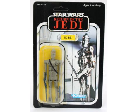 Star Wars: A vintage Kenner, Return of the Jedi, IG-88, carded figure, sealed blister pack, unpunched tab.