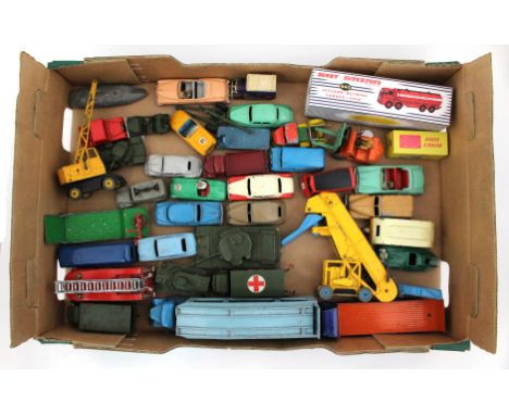 Diecast: One box of assorted diecast vehicles to include: Dinky Pullmore Car Transporter 582 and Loading Ramp 994, Foden Lorr