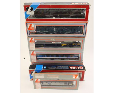 Lima: A pair of Lima boxed locomotives and five boxed coaches. (7)