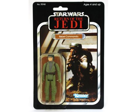 Star Wars: A vintage Kenner, Return of the Jedi, Rebel Commando, carded figure, sealed blister pack, punched tab.