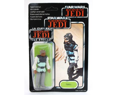 Star Wars: A vintage Kenner, Return of the Jedi, Nikto, carded figure, tri-logo, sealed blister pack, although corner slightl