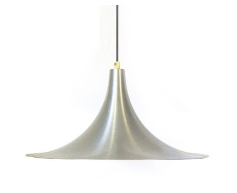 A 1970's aluminium ceiling light of trumpet form   CONDITION REPORT:  Heavy discolouration and pitting 
