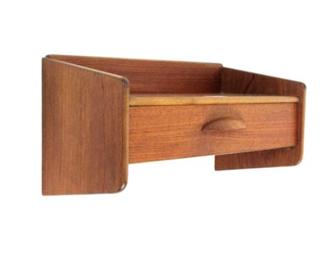 A 1960's Danish teak 'floating' bedside shelf with a single drawer, w. 40 cm