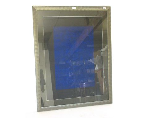 21st Century School,a blue abstract study,unsigned,lithographic print,76 x 43 cm,framed and glazed
