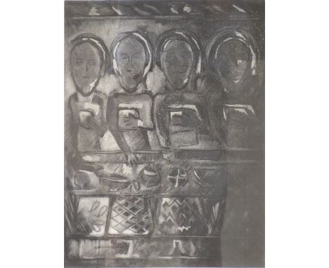 Rosemary Harrison,'My Homage',signed in pencil,limited edition print numbered 1/15,42 x 33 cm,framed and glazed,