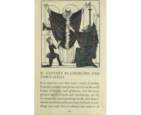 Eric Gill,'IV Clothes as Churches and Town Halls',woodcut taken from a book,14 x 9 cm,framed and glazed,together with a litho