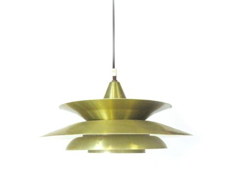 A 1970's brass coloured four tier ceiling light 