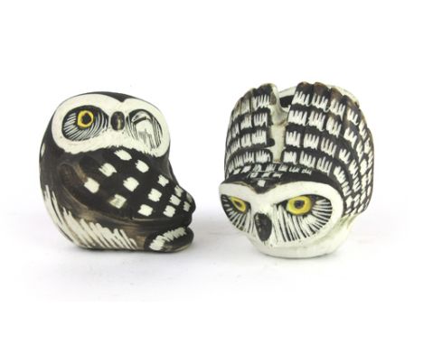 Stig Lindberg and Eduard Lindahl for Gustavsberg, a pair of 1960's ceramic figures modelled as owls 'Knip' and 'Burr'