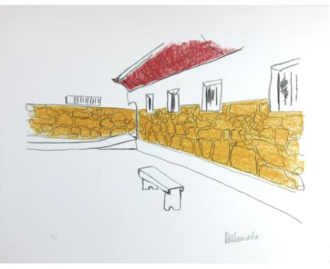 Nelson Rolihlahla Mandela (1918-2013), 'My Robben Island Series II: The Courtyard',limited edition lithograph, signed with ar