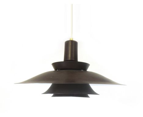 A 1970's brown enamelled three tier ceiling light in the manner of Louis Poulsen   CONDITION REPORT:  Pitting, some discolour