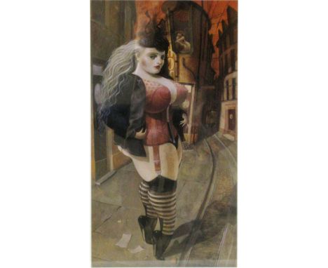 After James McNaught,'Hot Thighs',lithographic print,49 x 26 cm,together with another similar print   CONDITION REPORT:  Both