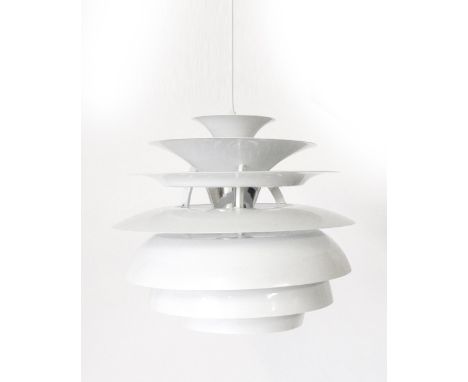 A white enamelled seven tier 'Snowball'-type ceiling light after Louis Poulsen