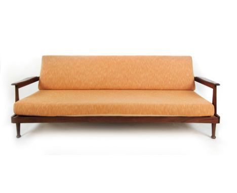 A 1970's teak and upholstered 'Manhattan' adjustable sofa bed by Guy Rogers