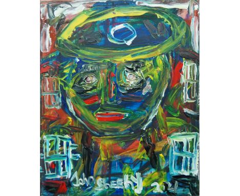 John Sheehy, Irish b.1949- Abstract portrait, 2021; oil on canvas, signed and dated along the lower edge 'John Sheehy 2021', 