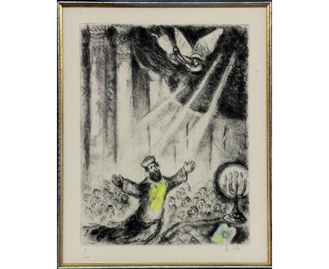 CHAGALL, MARCWitebsk 1887 - 1985 Saint-Paul-de-Vence "Salomons Gebet". Radierung aus "Bible", 1952 - 1956. Koloriert, auf Arc