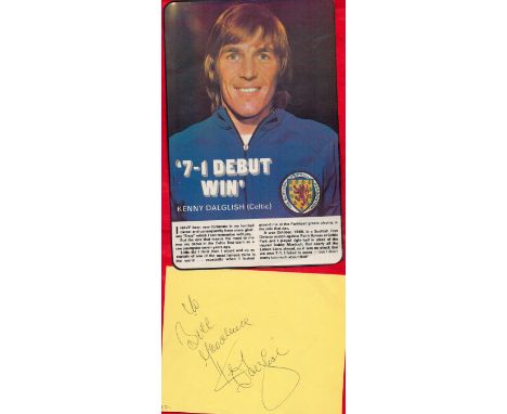 Kenny Dalglish collection includes 1 signed album page, signed album page cutting and a colour magazine photo. Sir Kenneth Ma