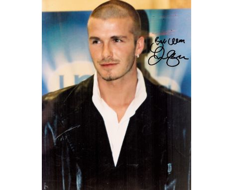 David Beckham signed 10x8 colour photo. David Robert Joseph Beckham OBE ( born 2 May 1975) is an English former professional 