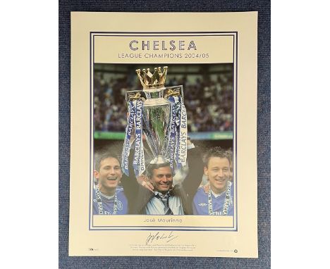 Jose Mourinho Chelsea signed 14 x 18 limited edition big blue tube photo. Photo shows Chelsea League Champions 2004 05 As Mou