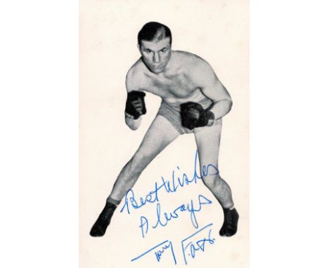 Tommy Farr signed 6x4 black and white photo. Thomas George Farr (12 March 1913 - 1 March 1986) was a Welsh boxer from Clydach