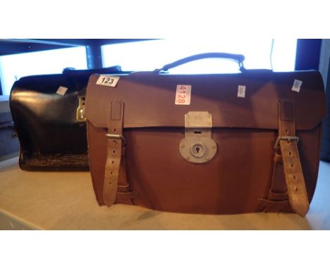 Two leather vintage briefcases ( no keys )