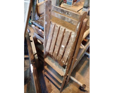 Two pairs of wooden step ladders 4 step and 3 step 