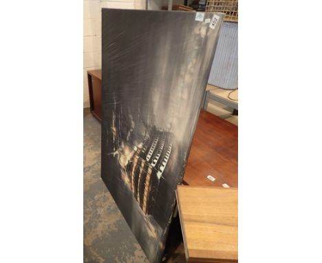 Large print of a Galleon and a smaller print of a beached ship