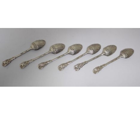 A set of six late 18th century cast silver coffee spoons probably by William Burch, circa 1790, (maker's mark and sterling ma