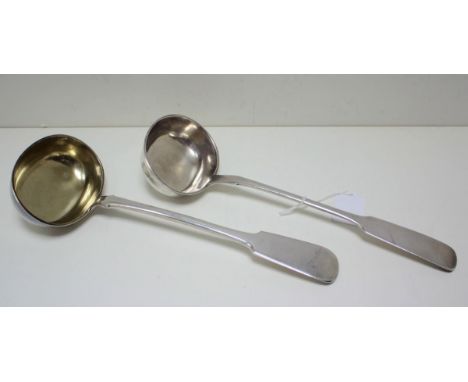 A Russian silver fiddle pattern soup ladle Moscow, 1856 , assay master Andreì Antonovich Kovalbskiì, maker Ivan Semenovich Gu