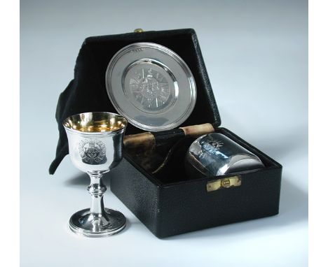 A William IV silver travelling communion set, by Charles Rawlings & William Summers, London 1830, comprising a miniature comm