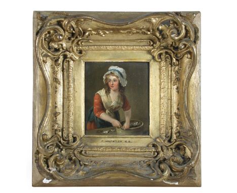 Francis Wheatley, RA (British, 1747-1801) The Oyster Girl oil on mahogany panel 12 x 10cm (5 x 4in) Exhibited: The Grosvenor 