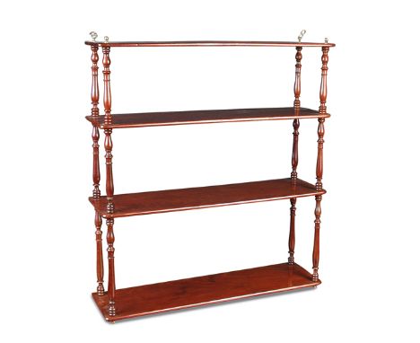 A Regency mahogany four tier wall shelf, 71 x 64 x 18cm (28 x 25 x 7in)  