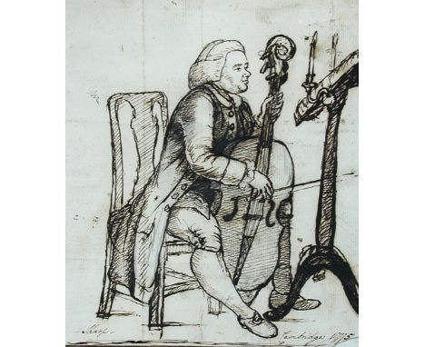 Thomas Orde, Lord Bolton (British, 1740-1807) Mr Sharp playing the Cello at Cambridge, 1777 inscribed with title verso pen an