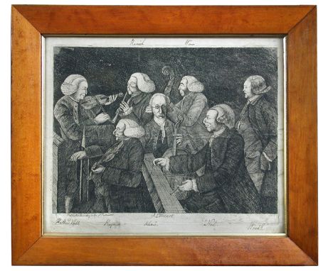 Sir Abraham Hume after Thomas Orde (British, 1749-1838) A concert in Cambridge publihsed by Bretherton engraving, in a maple 