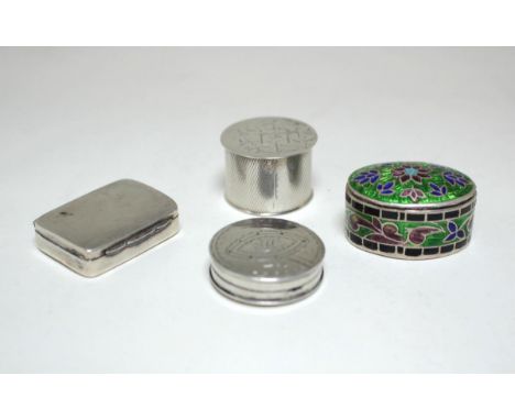 A George III silver patch box, by Samuel Pemberton, Birmingham 1791, circular with bright cut decoration, 23mm diameter; a sm