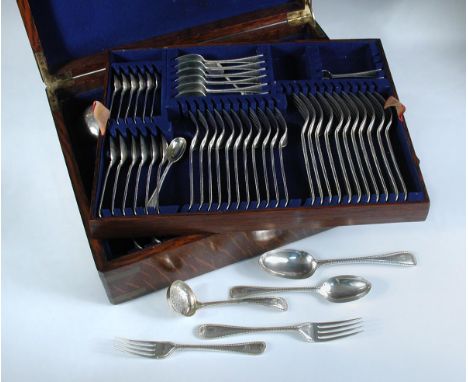 A mainly Edwardian service of silver Old English bead pattern flatware, by George Jackson & Dudley Fullerton, London 1908, co