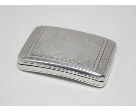 A George III silver pocket snuff box, by Thomas Phipps &amp; Edward Robinson, London 1802, rectangular and of curved section,