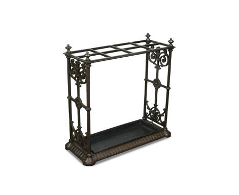 A Coalbrookdale cast iron stick stand, stamped C BDALE, no.250 63 x 62 x 26cm (25 x 24 x 10in)  Also named with The Griffin F