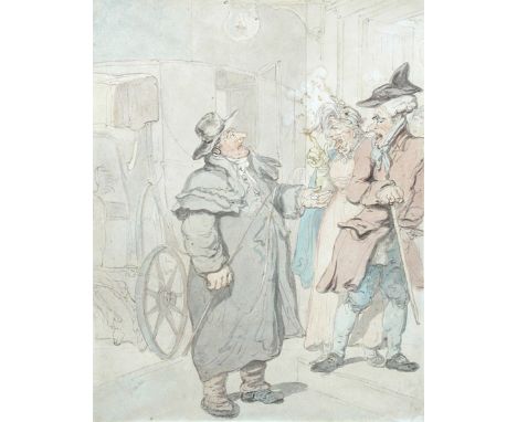 Thomas Rowlandson (British, 1756-1827) A Dispute over a Coach Fare, circa 1802 pen and ink and watercolour 26½ x 21cm (10 x 8
