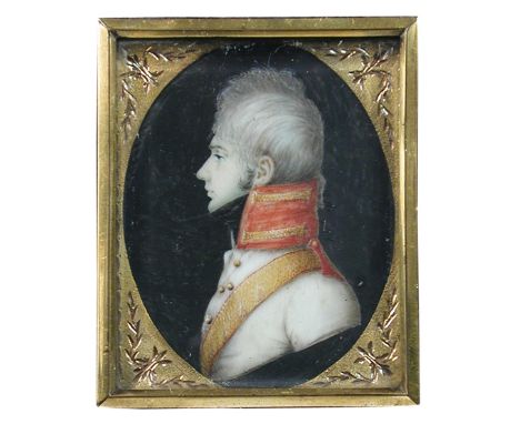 Russian School (late 18th Century) Portrait of a Gentleman, in profile to the left, in the uniform of an Officer of the Russi