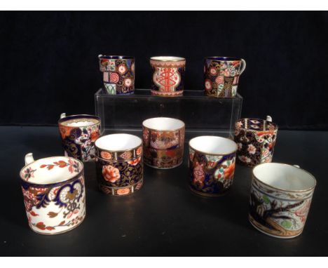 Ten early 19th century Imari palette coffee cans, including examples by Derby, Spode, Worcester and others (10) Provenance: F