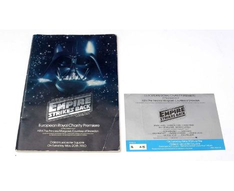 Star Wars: The Empire Strikes Back European Royal Charity Premier catalogue and ticket, brochure 21 x 30cms, ticket stalls M4