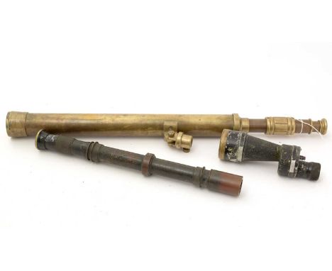 A military gun sight No.4 MkII, No.2077, with broad arrow mark, 44cms long; a Second World War monocular spotting scope, date