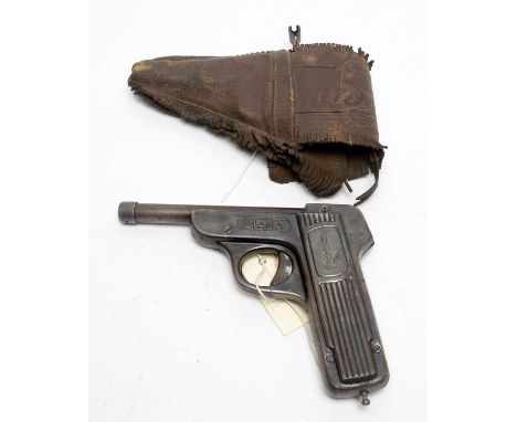 A Diana model 1 .177 cal air pistol, pre-1939, tin plate body with 'Diana' below barrel and figure to grip, with cocking tool