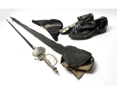 A 19th Century Court sword, by Nash, Saville Row, London, the 79cms etched tri-form blade on a cut steel hilt and fitted stee