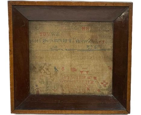 Two Georgian needlework samplers, comprising a verse sampler by "Mary Wynne my work in the year of Our Lord 1830", having alp