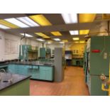 LAB EQUIPMENT-Item#350 - (3) Two Sided Lab Benches/ (2) with sinks (2) Lab Sinks with Epoxy tops All