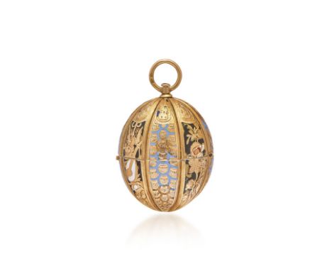 FORM WATCH IN GOLD AND ENAMEL, CIRCA 1800 - FORM WATCH IN GOLD AND ENAMEL, CIRCA 1800 Case: melon shaped in gold, engraved wi