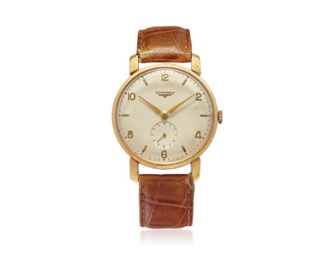 LONGINES IN GOLD, 50s - LONGINES IN GOLD, 50S Case: three-body in 18K gold, snap on caseback. Bracelet/Strap: – Dial: signed,